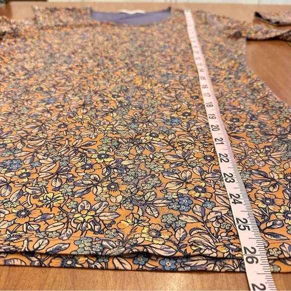 Peruvian Connection Floral Top Medium Long Sleeve Orange Boho Artsy Pima Cotton - Picture 4 of 7